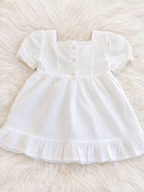 Rachel Zoe Baby White Textured Dress Size 18M NWOT Boho Puff Sleeve Ruffel Hem